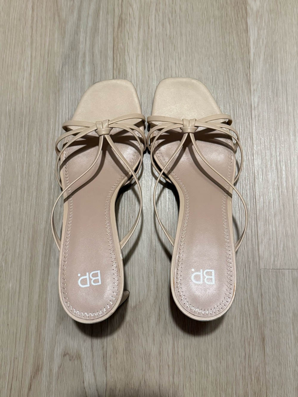 bp Blush Nude Strappy Knot Slide Sandals